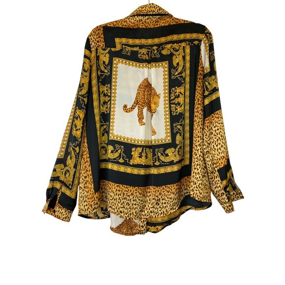 Leopard Print Satin Shirt & Skirt Set US 10‎ Tall Baroque Luxury Glamour Mobwife - Picture 4 of 16